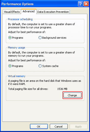 Paging file size